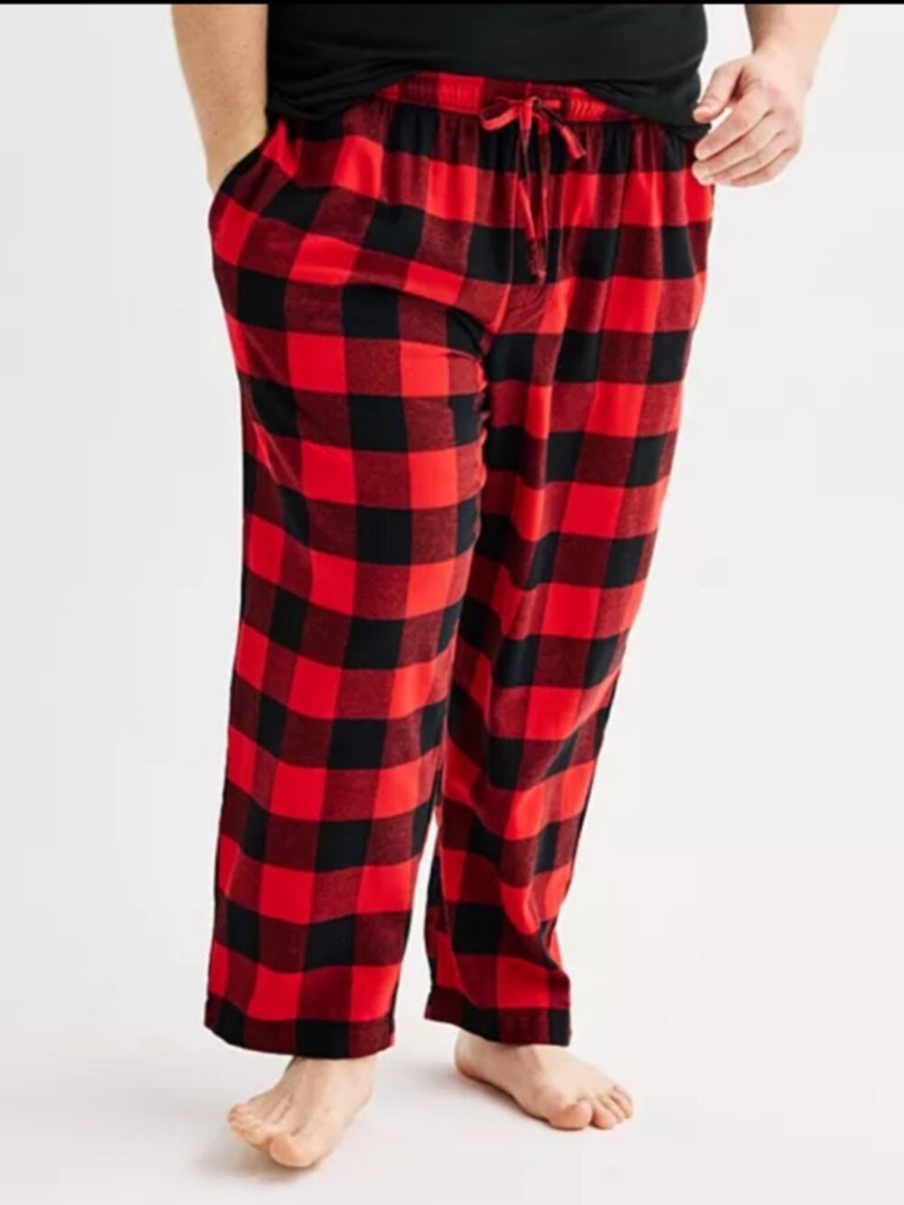 Sonoma Mens Plaid Flannel Pajama Pants Red Black 3XLT Tall Red Buffalo Check NWT